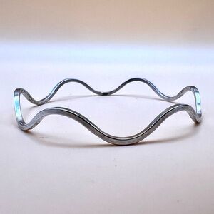 Silver Tone Wave Bangle Bracelet